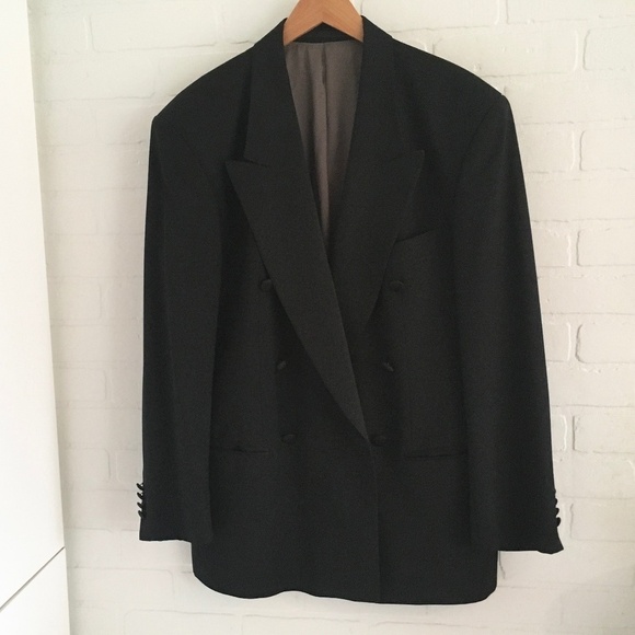 Hugo Boss x Cerruti 1881 Men’s Blazer Tuxedo Double breast Wool Black 50R - Picture 2 of 13